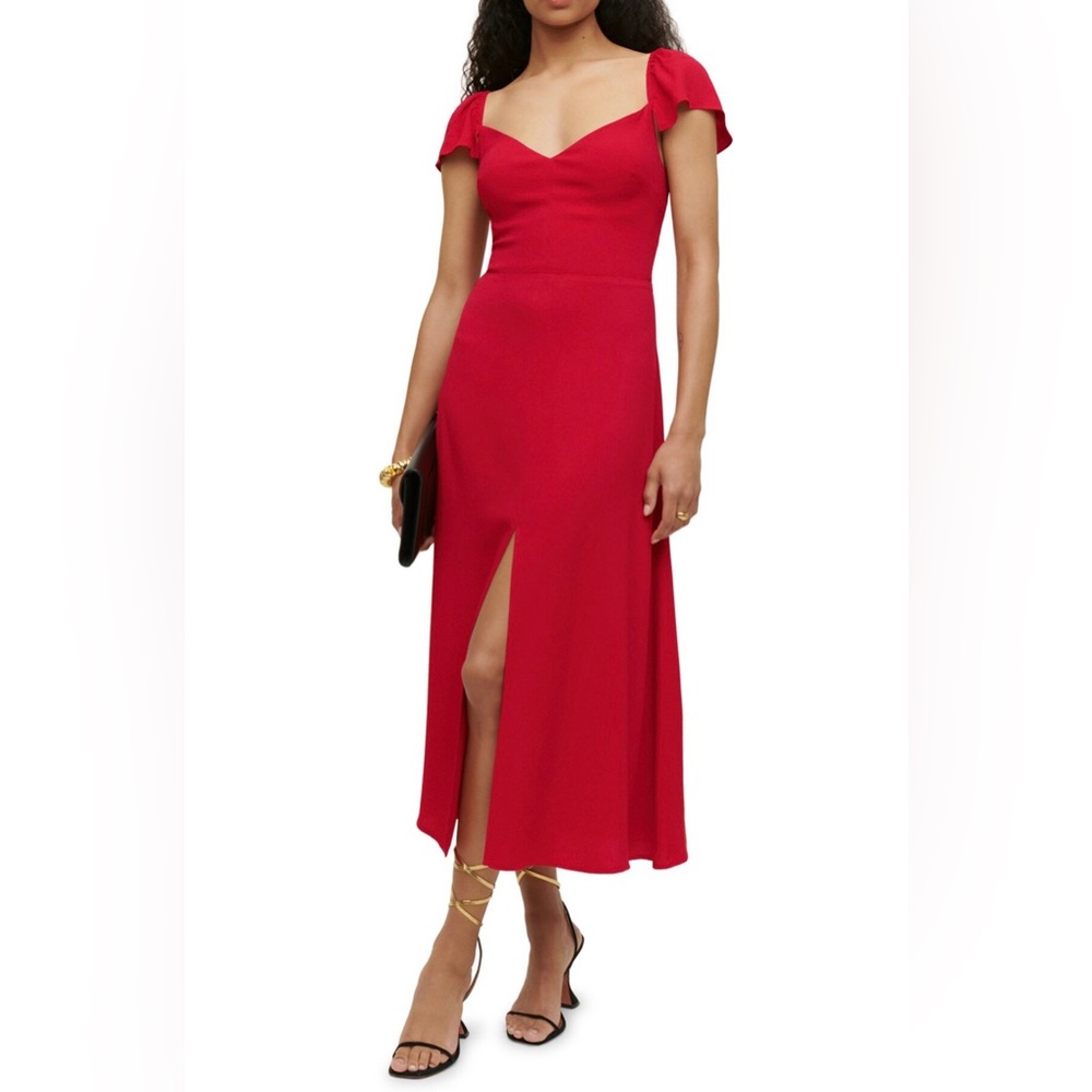 Reformation Baxley Dress - cherry red